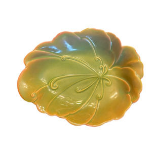 Brad Keeler Artware 729 Lettuce Bowl Platter 13X10 Green/Pink Shades Mid Century